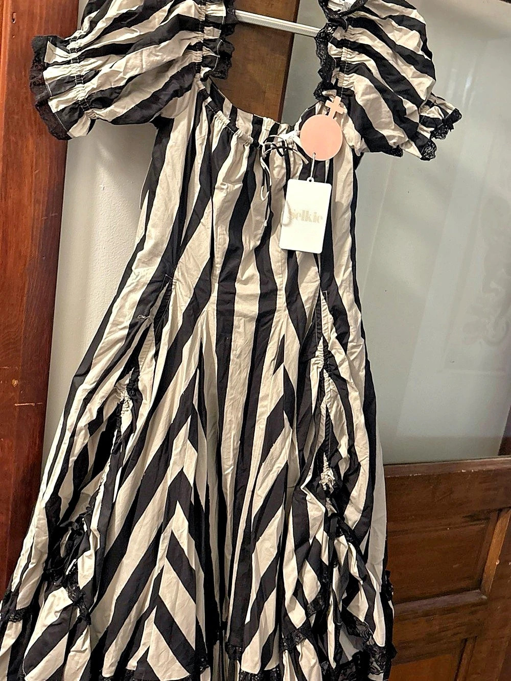Selkie The Buccaneer Cinema Dress Striped Midi Black & White